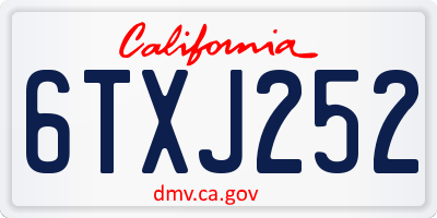 CA license plate 6TXJ252