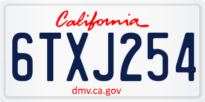 CA license plate 6TXJ254