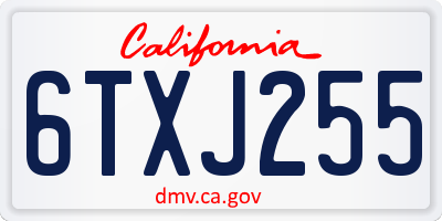 CA license plate 6TXJ255