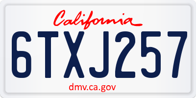 CA license plate 6TXJ257