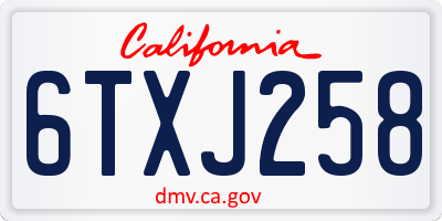 CA license plate 6TXJ258
