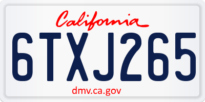 CA license plate 6TXJ265