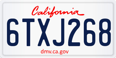 CA license plate 6TXJ268