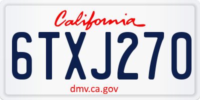 CA license plate 6TXJ270