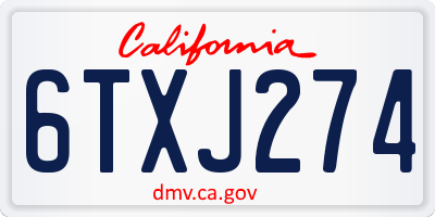 CA license plate 6TXJ274