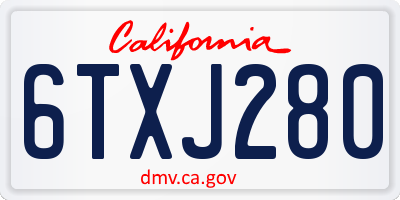 CA license plate 6TXJ280