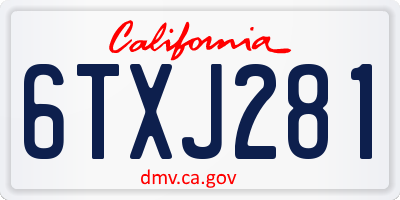 CA license plate 6TXJ281