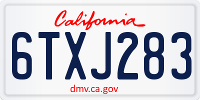 CA license plate 6TXJ283
