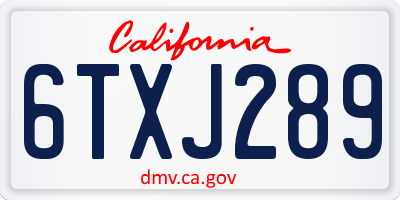 CA license plate 6TXJ289