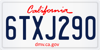 CA license plate 6TXJ290
