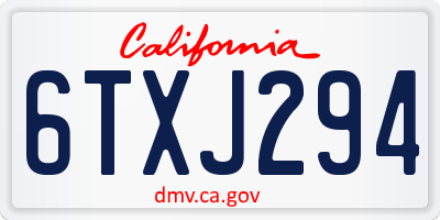 CA license plate 6TXJ294