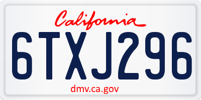 CA license plate 6TXJ296