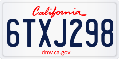 CA license plate 6TXJ298