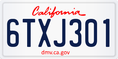 CA license plate 6TXJ301