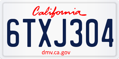 CA license plate 6TXJ304