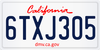 CA license plate 6TXJ305