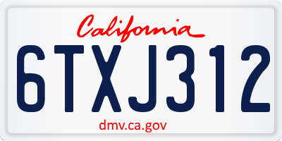 CA license plate 6TXJ312