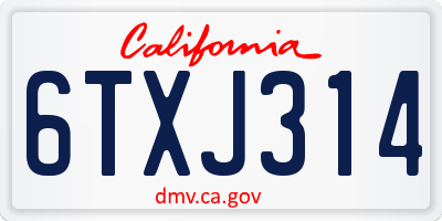 CA license plate 6TXJ314