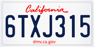 CA license plate 6TXJ315