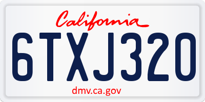 CA license plate 6TXJ320