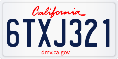 CA license plate 6TXJ321