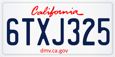CA license plate 6TXJ325