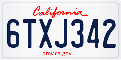 CA license plate 6TXJ342