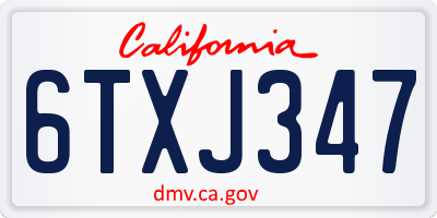 CA license plate 6TXJ347