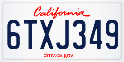 CA license plate 6TXJ349