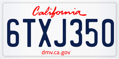 CA license plate 6TXJ350