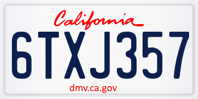 CA license plate 6TXJ357