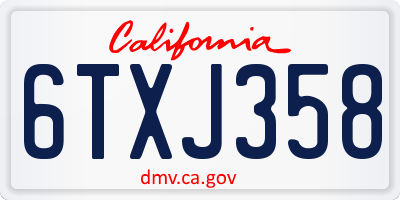 CA license plate 6TXJ358