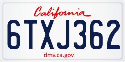 CA license plate 6TXJ362