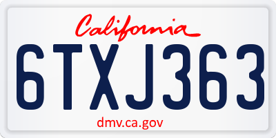CA license plate 6TXJ363