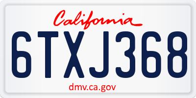 CA license plate 6TXJ368