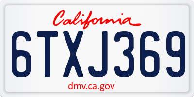 CA license plate 6TXJ369