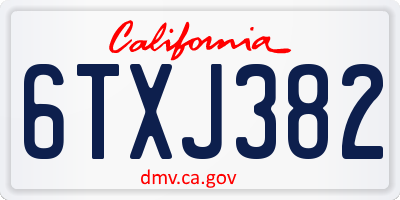 CA license plate 6TXJ382
