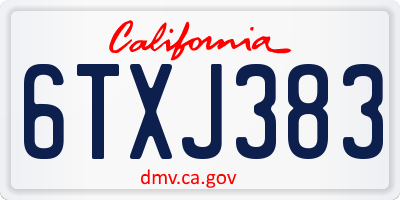 CA license plate 6TXJ383
