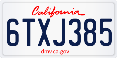 CA license plate 6TXJ385