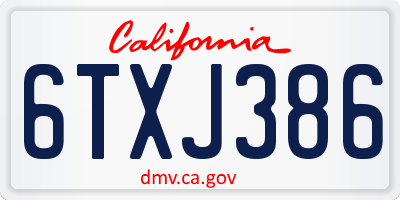 CA license plate 6TXJ386