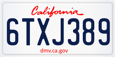CA license plate 6TXJ389
