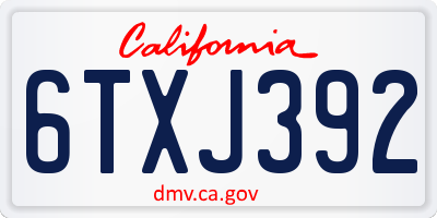 CA license plate 6TXJ392