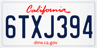 CA license plate 6TXJ394