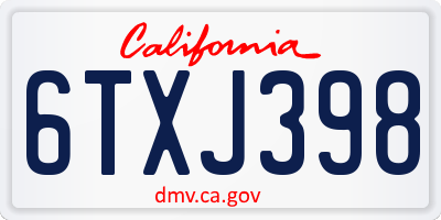 CA license plate 6TXJ398
