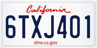 CA license plate 6TXJ401