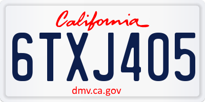 CA license plate 6TXJ405