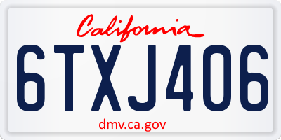 CA license plate 6TXJ406