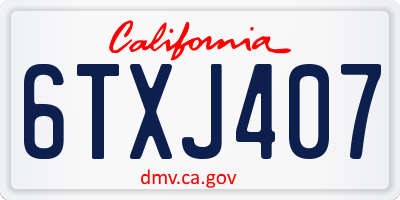 CA license plate 6TXJ407