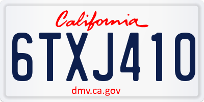 CA license plate 6TXJ410