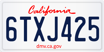 CA license plate 6TXJ425